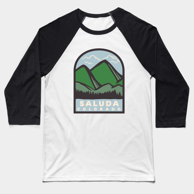 Saluda Colorado Rocky Mountains Wilderness Baseball T-Shirt by Go With Tammy